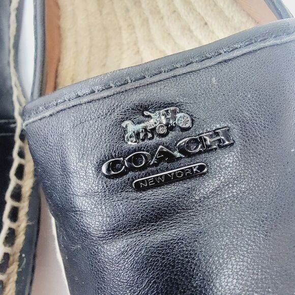 Coach Rhodelle Lambskin Black Loafers Espadrilles Size 6 - Picture 5 of 11